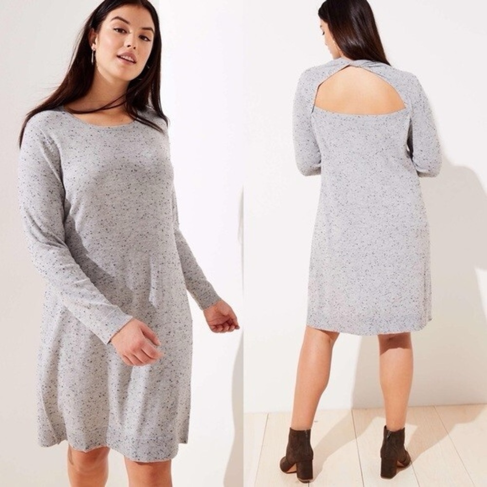Ann Taylor Loft Gray and Black Speckled Sweater Dress